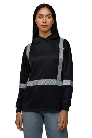 CX2 S05985 - Long Sleeve Hi-VIS Hooded T-Shirt with Segmented Stripes